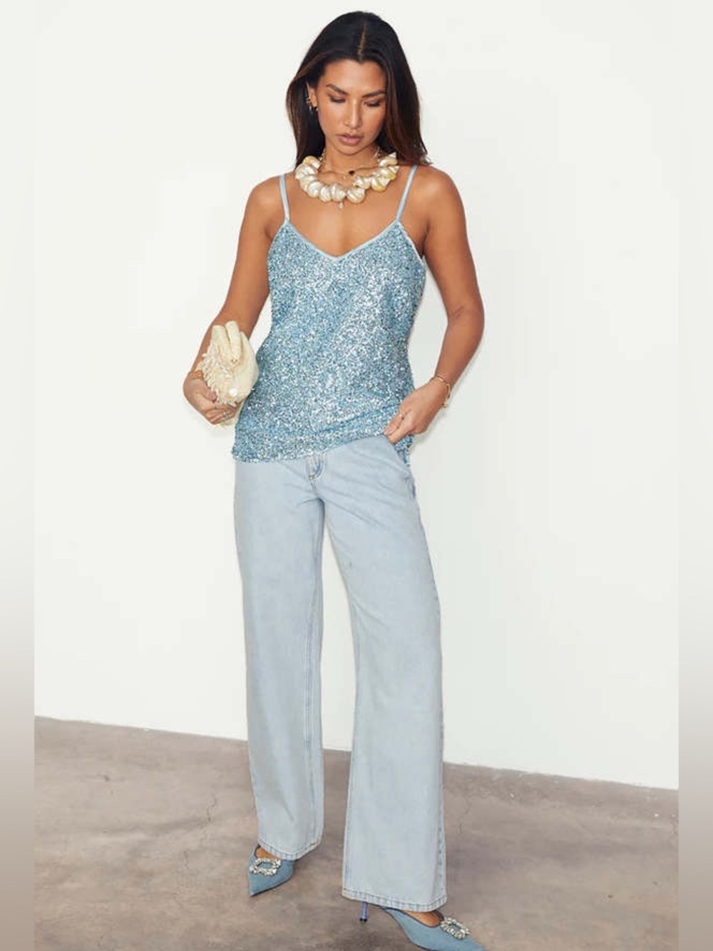 🧊Ice Blue Sequin Cami